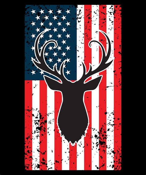 American Flag Deer Hunting American Deer Hunter Deer Outfit Digital Art