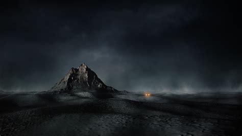 Nature Mist Landscape Desert Mountain Car Dune Dark Night