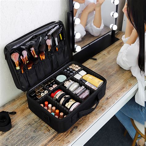 Makeup Case Leather Professional Cosmetic Suitcase Female Beauty Make Up Storage Box Travel