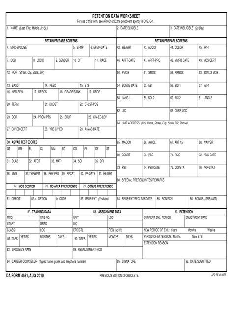 Da Form 4591 R Fillable Printable Forms Free Online