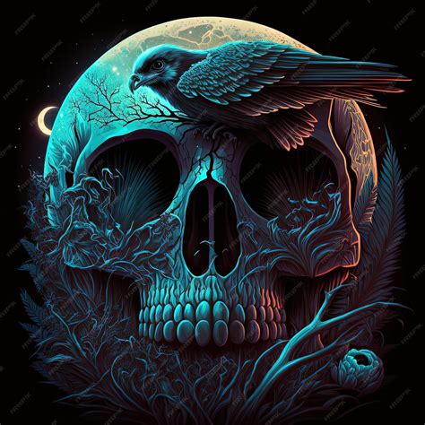 Premium Photo Stylized Skull Digital Painting