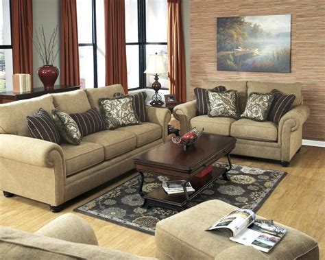 Caramel Color Casual Traditional Sofa Set Couch Fabric Living Room Cozy