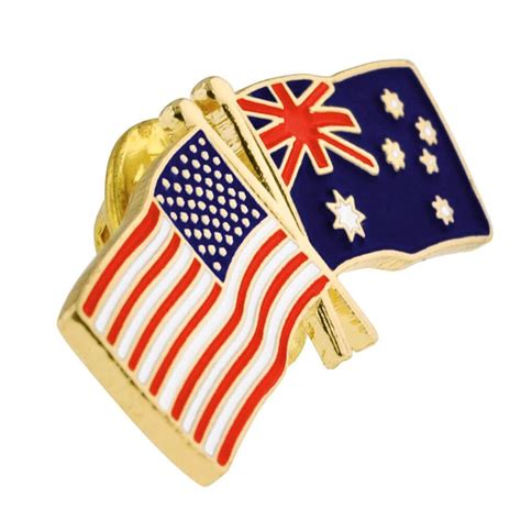 Pinmarts Usa And Australia Crossed Friendship Flag Enamel Lapel Pin