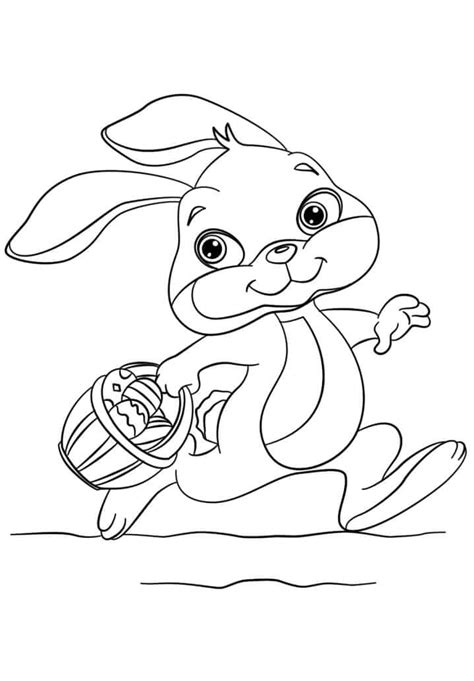 Conejo De Pascua Corriendo Para Colorear Imprimir E Dibujar Coloringonly