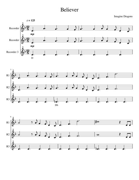 Savesave believer sheet music imagine dragons (sheetmusic f. Believer Imagine Dragons Sheet music for Piano, Recorder | Download free in PDF or MIDI ...