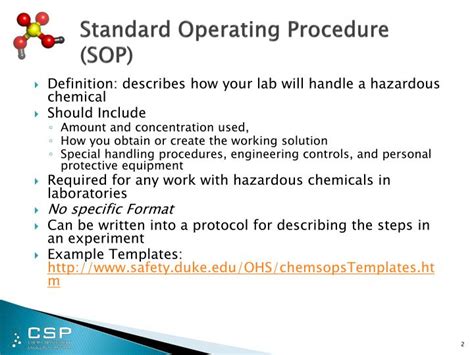Ppt Chemical Safety And Security Standard Operating