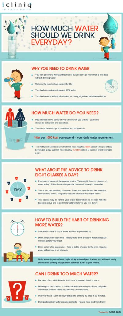 How Much Water Should We Drink Everyday Infographic Facts