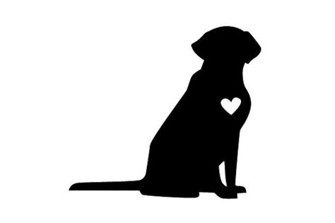 Svg Labrador Silhouette In Black With A White Heart On His Etsy Uk