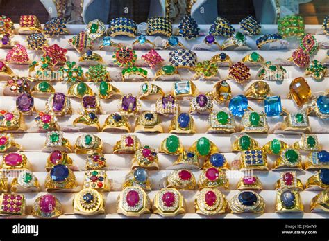 Myanmar Yangon Bogyoke Market Gemstone And Jewellery Shop Stock