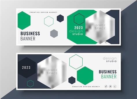 Free Vector Modern Geometric Business Banners Set Template Design