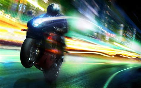 Wallpaper Motorcycle Vehicle Long Exposure Light Trails Motion