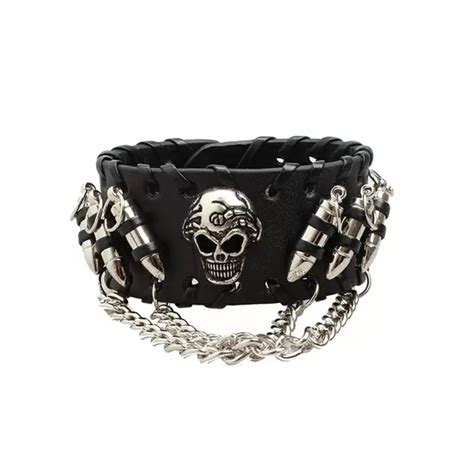 Leather Goth Steampunk Bracelet Emo Punk Cyber Wrist Cuff Men S Women S