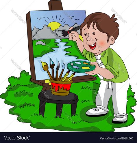 Artist Painting Royalty Free Vector Image Vectorstock