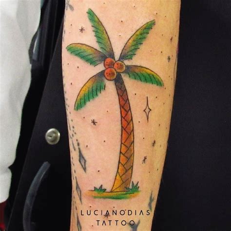 American Traditional Coconut Tree Tattoo Made By Me At The Black Box