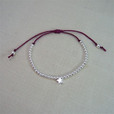 Sterling Silver Star And Bead Friendship Bracelet Handmade Colour Options