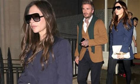 Victoria Beckham Puts On A Very Leggy Display In A Navy Mini Dress And