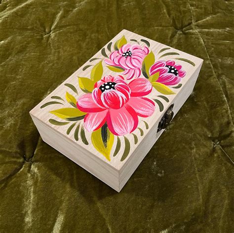 Hand Painted Floral Jewelry Box Etsy