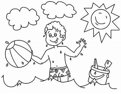 Coloring Beach Pages Ball Boy Playing Printable