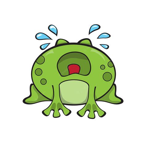 Premium Vector Cute Sad Frog Sitting And Crying Green Funny Cartoon
