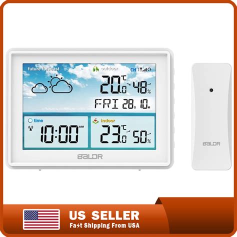 Baldr Digital Wireless Weather Station Indoor Outdoor 3 Thermo
