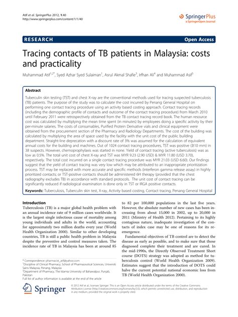 Information on commonly used drugs with the potential for misuse or addiction can be found here. (PDF) Tracing contacts of TB patients in Malaysia: Costs ...