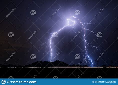 Cloud To Ground Lightning Strike In A Storm Stock Photo Image Of