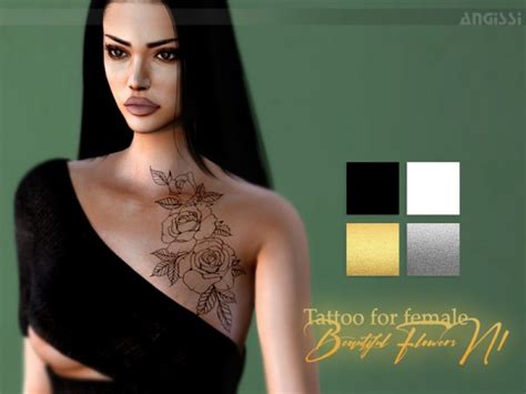 The Sims Resource Tattoo For Female Beautiful Flowers N1 By Angissi