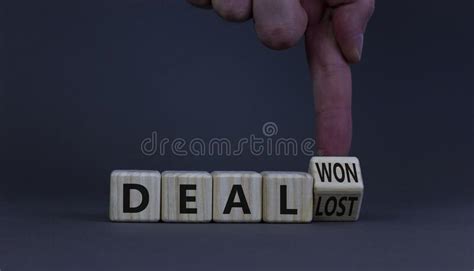 Deal Lost Or Won Symbol Businessman Turns A Wooden Cube And Changes