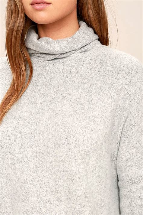 Chic Heather Grey Sweater Turtleneck Sweater Long Sleeve Sweater