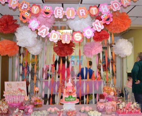 Pink And Orange Polka Dot Girly Elmo Birthday Party Ideas