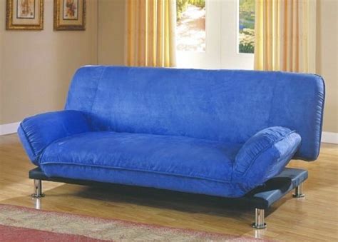 Contemporary Blue Microfiber Futon Sofa Wmattress Pad Good Choice