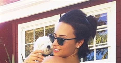 Demi Lovato Holds Her Puppy In Latest Bikini Clad Selfie E Online