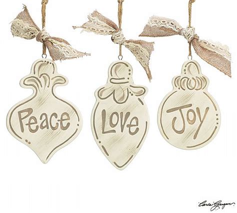 Peace Love Joy Ornament Set