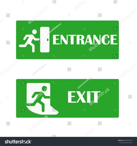 Set Exit Entry Signs White Green Stock Vector Royalty Free 1690350313
