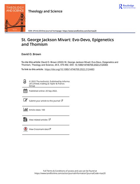 Pdf St George Jackson Mivart Evo Devo Epigenetics And Thomism