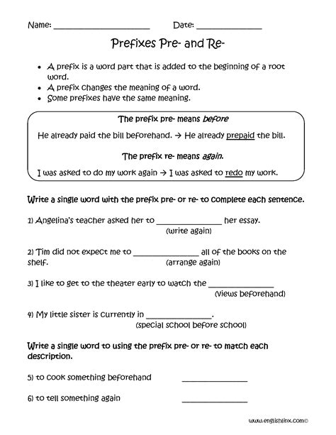 (these account for over 95% of prefixed words.) here they are in some short quotations. Englishlinx.com | Prefixes Worksheets