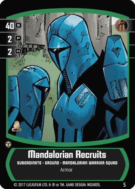 As spotted by io9, a new series of official mandalorian topps trading cards have been released through the star. Mandalorian Recruits Card - Star Wars Trading Card Game