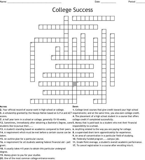 College Crossword Puzzle Printable | Printable Crossword Puzzles