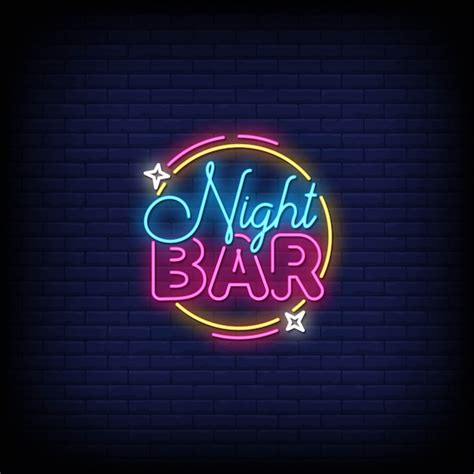 Premium Vector Night Bar Neon Signs Style Text