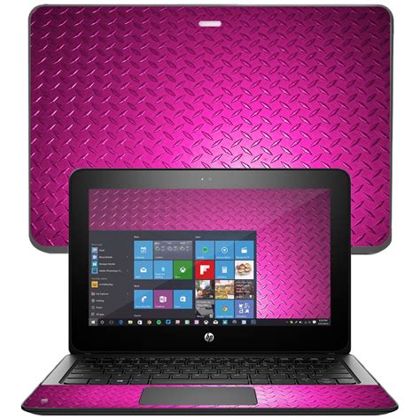 skin decal wrap compatible with hp probook x360 11 2017 sticker design pink diamond plate