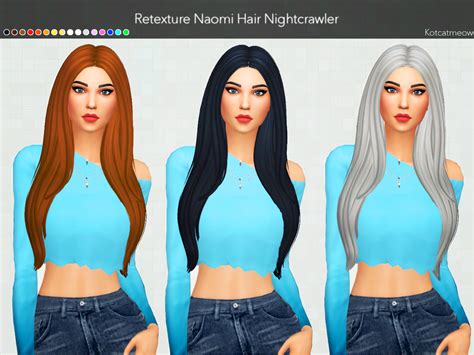 Kotcatnightcrawlerhairnaomi Meshnightcrawler Af Hair Naomi Sims 4