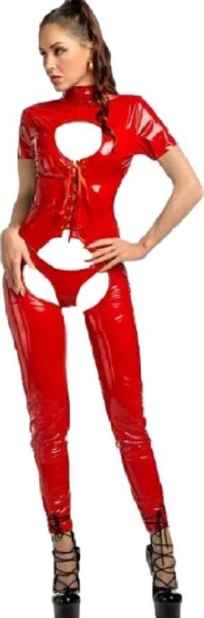 Generic Top Totty Red Saucy Role Play Latex Women Sexy Cutout Pvc Faux Leather Erotic Dominatrix
