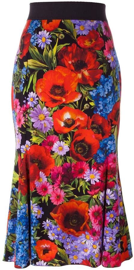 dolce and gabbana floral poppy print skirt shopstyle