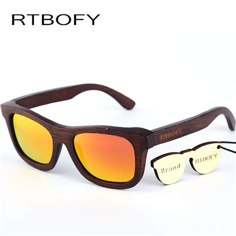 Rtbofy Wood Sunglasses Men Bamboo Designer Polarized Sun Glasses For Men Vintage Wood Case Beach