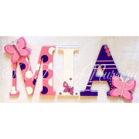 Custom Butterfly Themed Wooden Wall Letters Butterfly Decor Baby