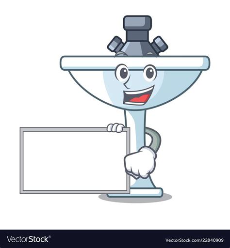 With Board Cartoon Sink In The Kitchen Room Vector Illustration