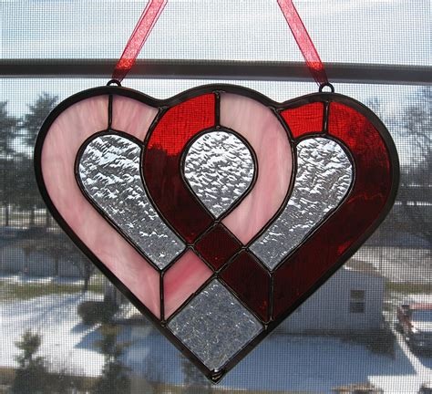 Entwined Hearts Stained Glass Suncatcher Valentines Day Decor