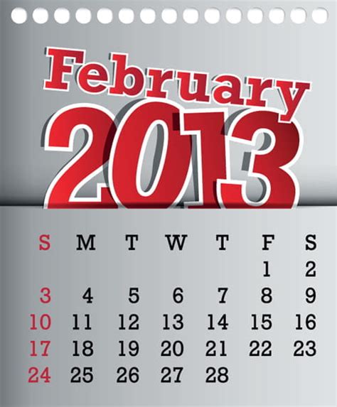 Calendar February 2013 Design Vector Graphic Eps Uidownload