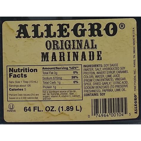 Allegro Original Marinade 64 Ounce