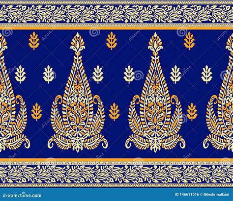 Seamless Traditional Indian Textile Border Design Stock Illustration
